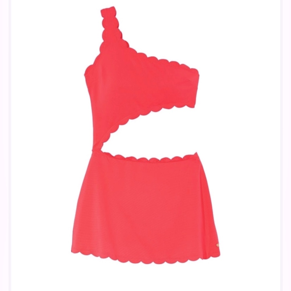 Women’s Victoria Secret Scallop Swim Dress in Coral